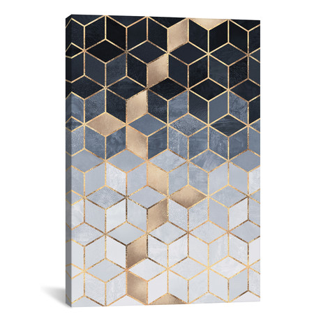 Soft Blue Gradient Cubes, Rectangular // Elisabeth Fredriksson (18"W x 26"H x 0.75"D)