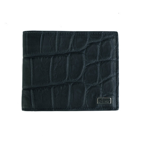 Brioni // Crocodile Leather Bifold Wallet Midnight // Blue