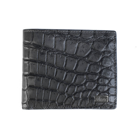 Brioni // Crocodile Leather Bifold Wallet // Charcoal Gray