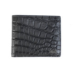 Brioni // Crocodile Leather Bifold Wallet // Charcoal Gray