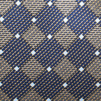 Brioni // Silk Checkered Pattern Tie // Blue + Yellow
