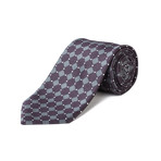 Brioni // Silk Checkered Pattern Tie // Purple + Gray