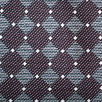 Brioni // Silk Checkered Pattern Tie // Purple + Gray