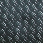 Brioni // Silk Geometric Pattern Tie // Green + Gray