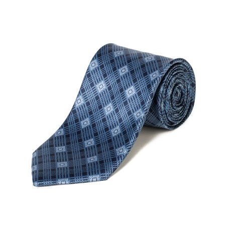 Brioni // Silk Floral Square Pattern Tie // Blue