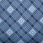 Brioni // Silk Floral Square Pattern Tie // Blue