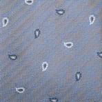 Brioni // Silk Paisley Pattern Tie // Blue + Silver