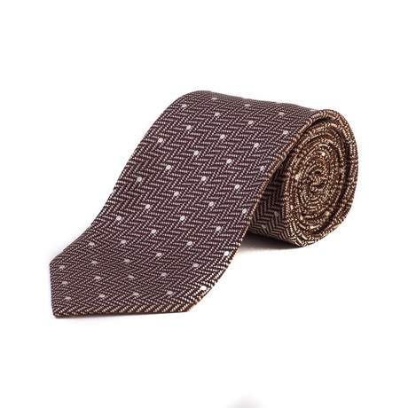 Tom Ford // Silk Zigzag Woven Dot Tie // Brown