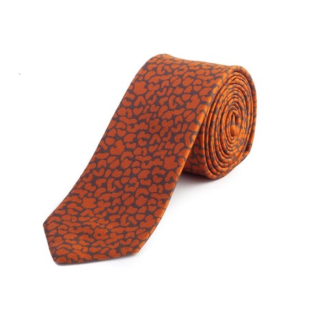Z Zegna // Slim Silk Patterned Tie V1 // Orange
