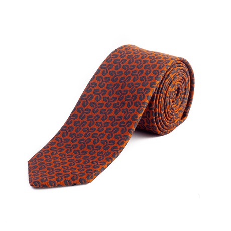 Slim Silk Patterned Tie V // Orange