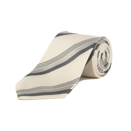 Couture Silk Textured Pattern Tie // Cream