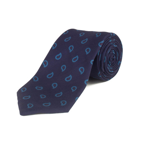 Silk Paisley Pattern Tie // Navy Blue