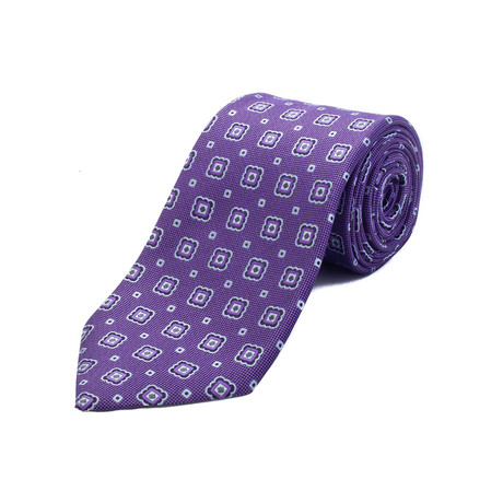 Silk Geometric Pattern Tie // Bright Purple