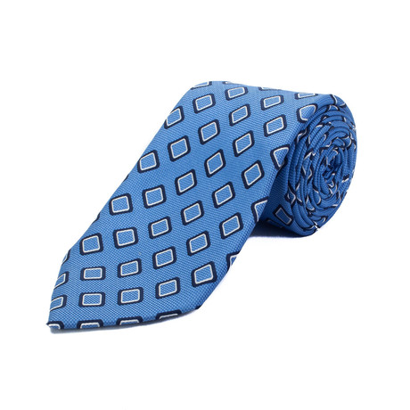 Silk Geometric Pattern Tie // Sky Blue