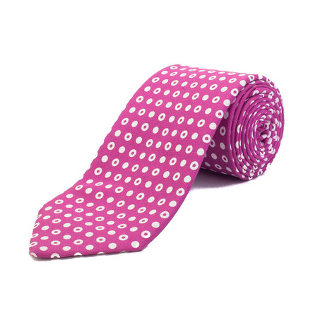 Silk Polka Dot Tie // Bright Pink