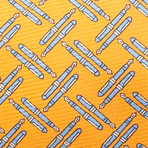 Silk Pen Pattern Tie // Orange