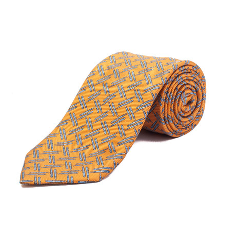 Silk Pen Pattern Tie // Orange