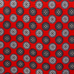 Silk Button Pattern Tie // Red