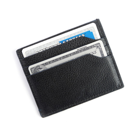 Contemporary Credit Card Wallet // Pebbled Leather // Black