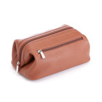 Pebbled Leather Toiletry Bag // Tan