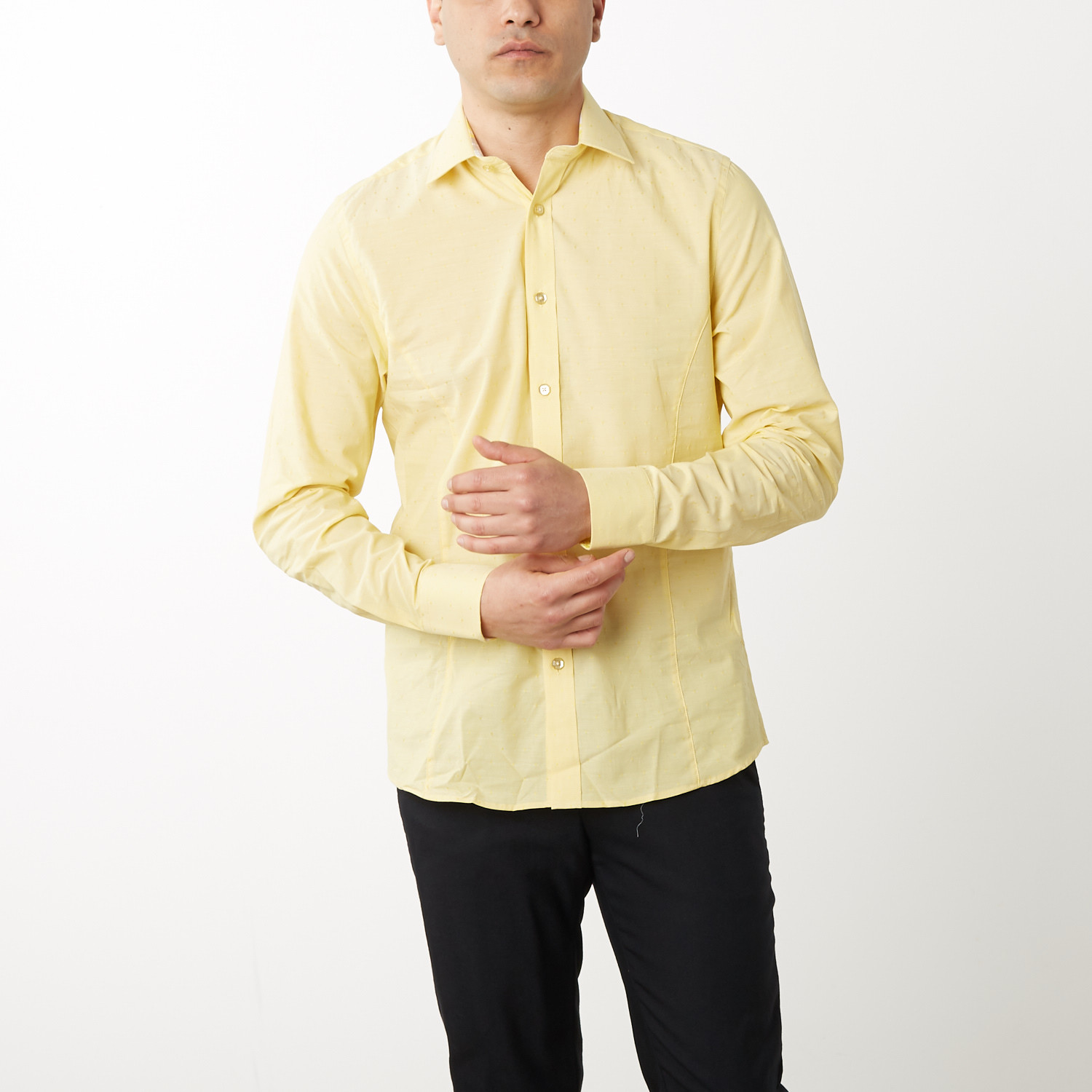 yellow slim fit dress shirt