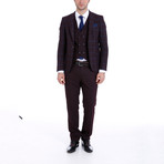 Waldo 3-Piece Slim-Fit Suit // Burgundy (Euro: 48)