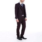 Waldo 3-Piece Slim-Fit Suit // Burgundy (Euro: 54)