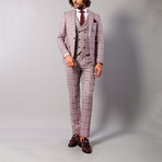 Leandro 3-Piece Slim Fit Suit // Burgundy (Euro: 56)