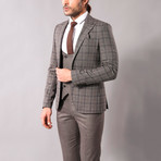 Alonso 3-Piece Slim-Fit Suit // Brown (Euro: 54)