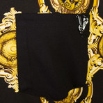 Jeans Couture Pima Cotton Baroque Polo Shirt // Black + Gold (Small)