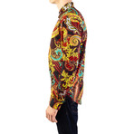Jeans Couture Baroque Paisley Print Dress Shirt // Multicolor (S)