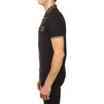 Jeans Couture Pique Cotton Ribbed Baroque Polo Shirt // Black + Gold (X-Small)