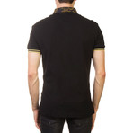 Jeans Couture Pique Cotton Ribbed Baroque Polo Shirt // Black + Gold (X-Small)