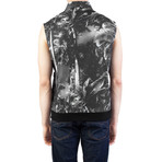 Cotton Sleeveless Tropical Print Dress Shirt // Black + White (XS)