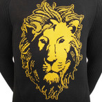 Cotton Blend Lion Sweater // Black + Gold (S)