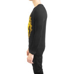 Cotton Blend Lion Sweater // Black + Gold (S)