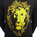 Cotton Blend Lion Sweater // Black + Yellow (S)