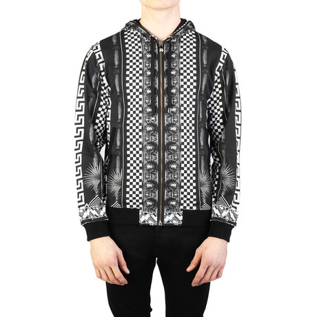 Baroque Medusa Cotton Zip-up Sweatshirt // Black (S)