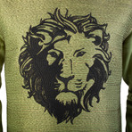 Lion Cotton Crewneck Sweatshirt // Olive Green (X-Small)