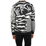 Cotton Zebra Print Sweatshirt // White // Black (X-Large)