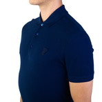 Cotton Pique Medusa Polo Shirt // Royal Blue (Large)