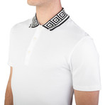 Cotton Pique Baroque Collar Polo Shirt // White (Large)