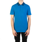 Cotton Pique Baroque Collar Polo Shirt // Aqua Blue (L)