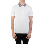 Cotton Pique Baroque Collar Polo Shirt // White (Large)
