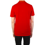 Cotton Pique Baroque Collar Polo Shirt // Red (XL)