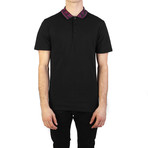 Cotton Pique Baroque Collar Polo Shirt // Black (S)