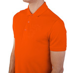 Cotton Pique Embroidered Medusa Polo Shirt // Orange (M)