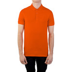 Cotton Pique Embroidered Medusa Polo Shirt // Orange (L)