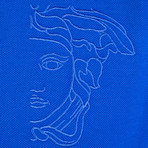 Cotton Pique Embroidered Medusa Polo Shirt // Royal Blue (X-Large)