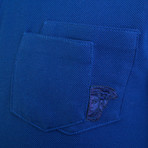 Cotton Pique Medusa Pocket Polo Shirt // Royal Blue (Small)